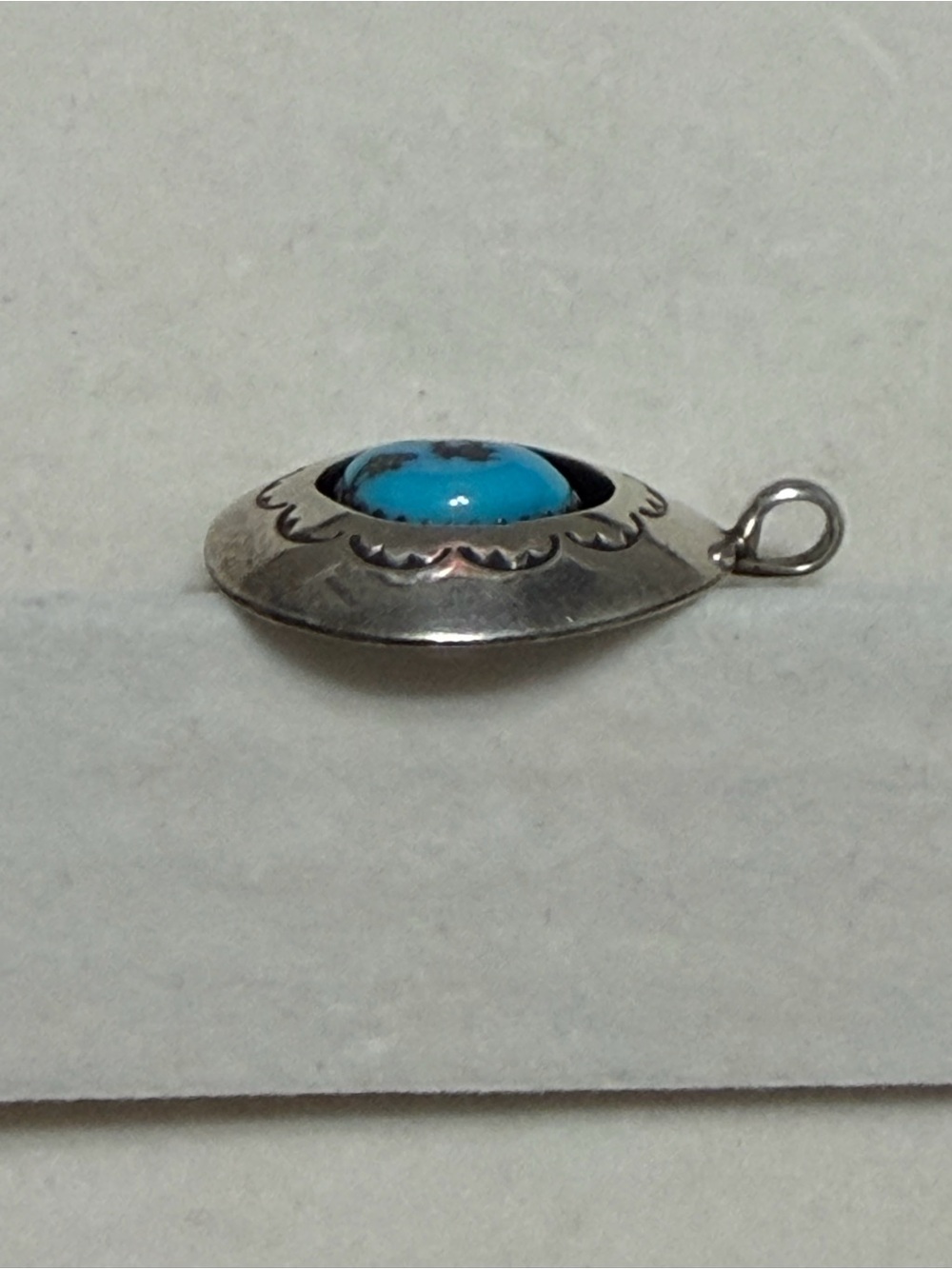 Sterling Silver Shadow Box Pendant with Authentic Kingman Turquoise Stone - Picture 3 of 6